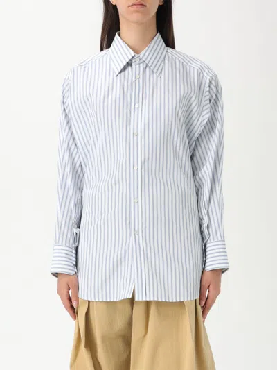 Maison Margiela Striped Dress-shirt Featuring Button Detail In Weiss