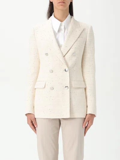 Tagliatore Cotton Blazer With Sequin Embellishments In Weiss