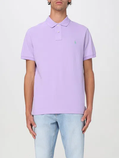 Polo Ralph Lauren Man Polo Shirt Lilac Size Xxl Cotton In Violett