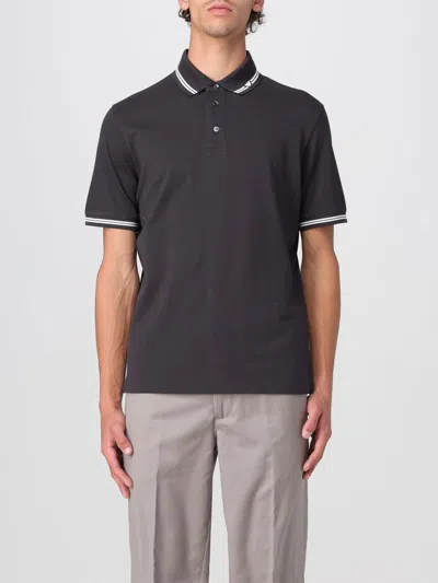 Emporio Armani Classic Piqué Polo Shirt With Polished Collar In Schwarz 1