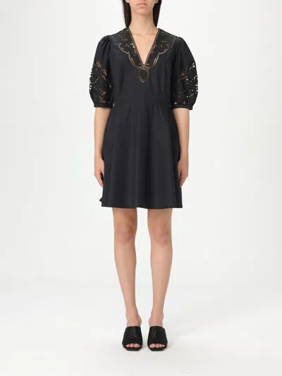 Twinset Black Cotton Mini Dress In Black