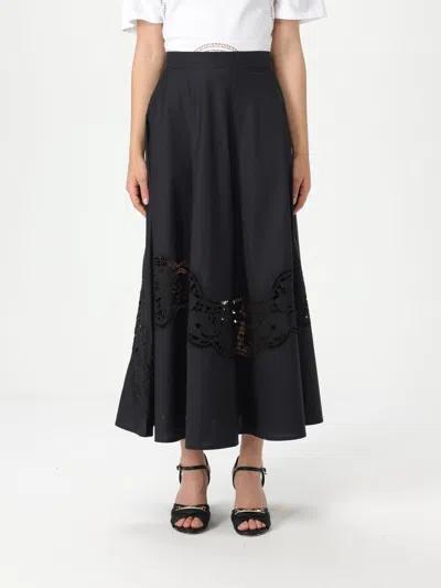 Twinset Lace-insert A-line Skirt In Schwarz