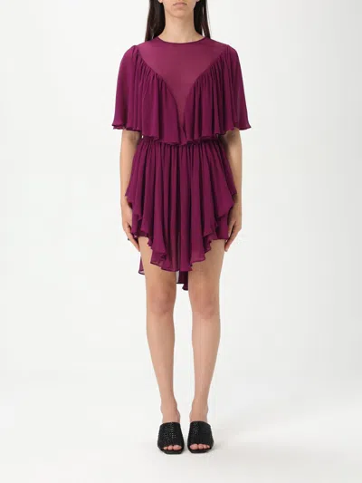 Twinset Purple Viscose Mini Dress In Rot