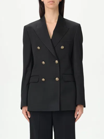 Golden Goose Black Double-breasted Jacket In Wool Women In Schwarz