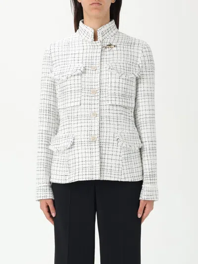 Fay Structured White Jacket With Textured Finish And High Collar In Weiss
