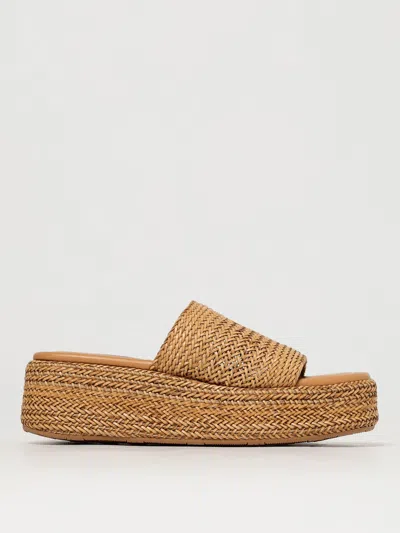 Casadei Open Toe Platform Sole Woven Texture Sandals In Natural