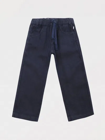 Il Gufo Linen Drawstring-waist Trousers In Blau