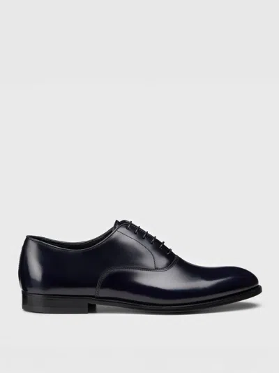 Doucal's Derby Lace-ups In Dark Brown Leather In Blau