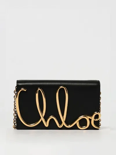 Chloé Chloe Womens Black Brand-plaque Leather Cross-body Bag In Black