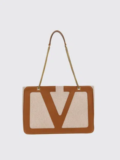 Valentino Garavani Garavani Viva Superstar Medium Canvas Shopping Bag Woman Natural/spice Uni In Natural