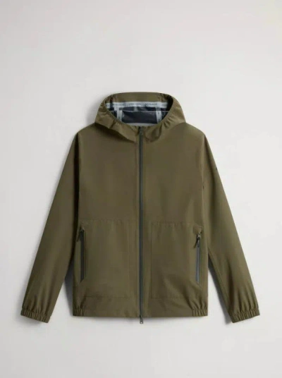 Woolrich Pacific Two Layers Hooded Jacket In Green