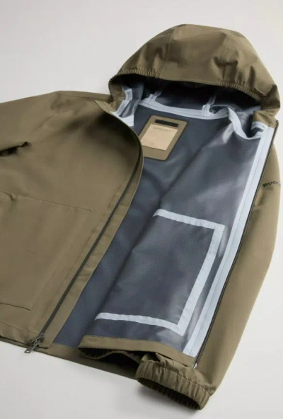 Woolrich Pacific Two Layers Hooded Jacket In Green