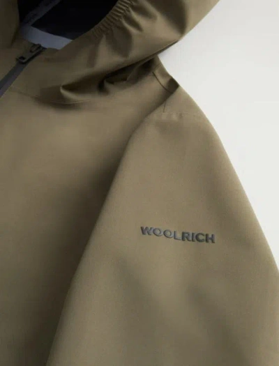 Woolrich Pacific Two Layers Hooded Jacket In Green