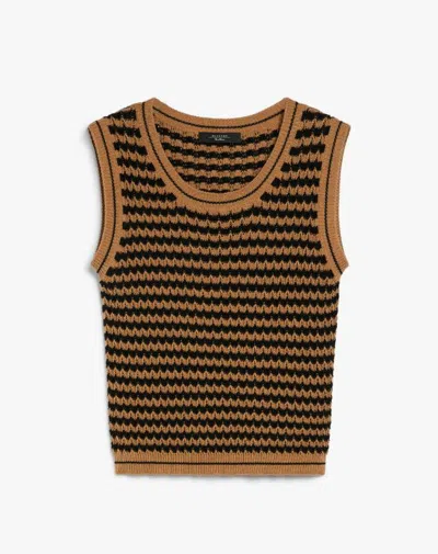 Weekend Max Mara Sleeveless Knitted Vest In Deserto