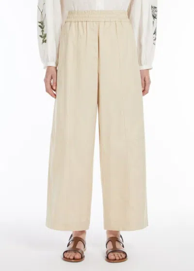 Weekend Max Mara Cotton Wide-leg Trousers In Beige