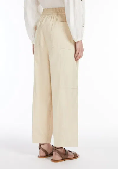 Weekend Max Mara Cotton Wide-leg Trousers In Beige
