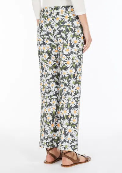 Weekend Max Mara High Waist Floral Pattern Trousers With Belt Loops In Black