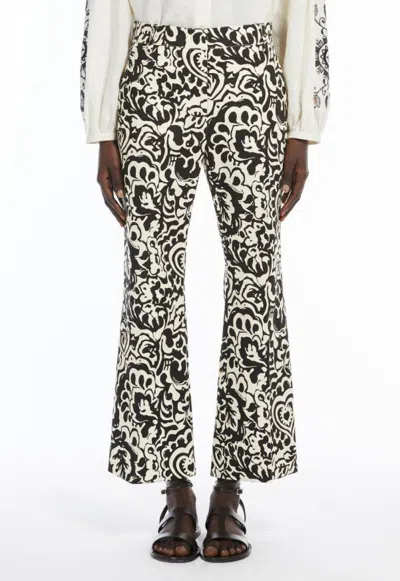 Weekend Max Mara Printed Trousers With Pockets And Belt Loops In Black