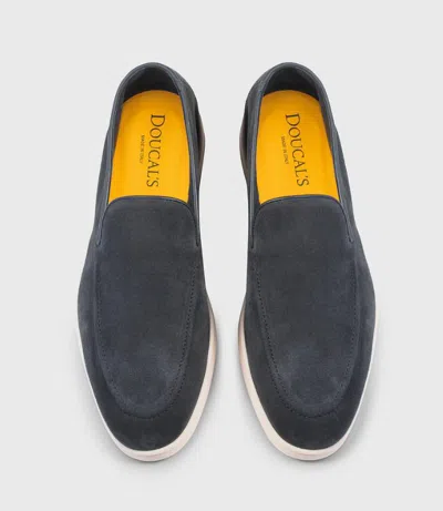 Doucal's Man Loafers Navy Size 6.5 Leather In Blue