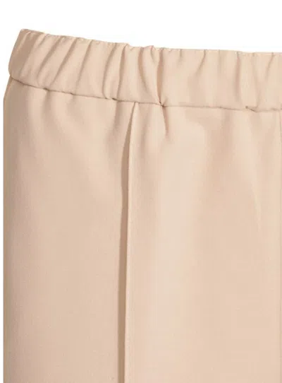 Fabiana Filippi Elastic Waistband Straight Leg Trousers With Pleated Front In Powder