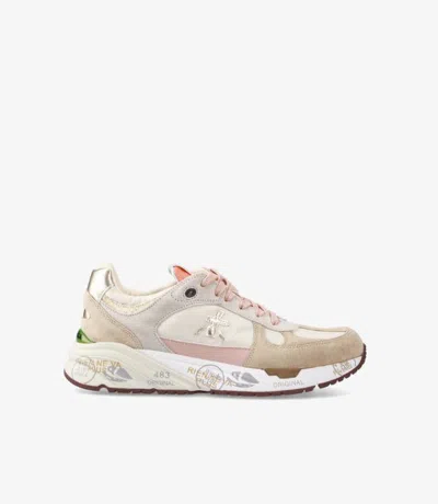 Premiata Mase Sneakers In Beige Suede And Fabric In Beige