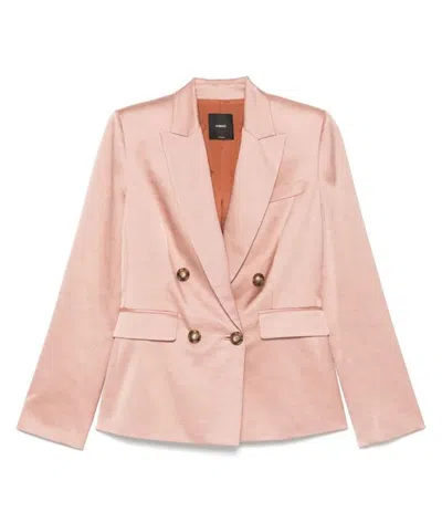 Pinko Tailored Double-breasted Jacket With Gold-tone Buttons In Pink