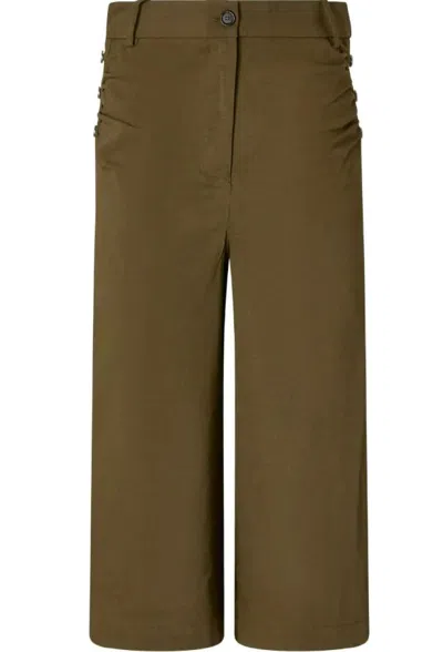Pinko Buttoned Wide-leg Linen Bermuda Shorts In Green