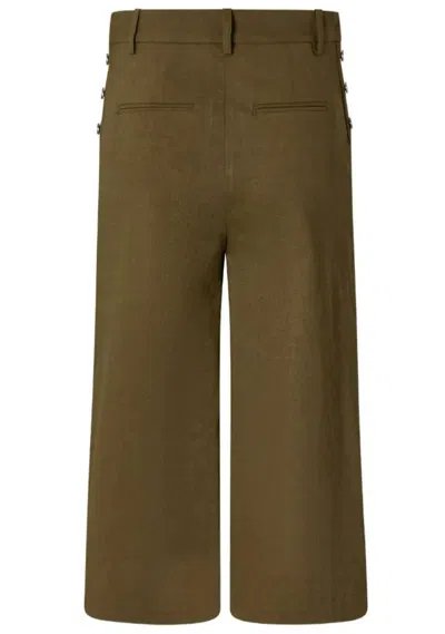 Pinko Buttoned Wide-leg Linen Bermuda Shorts In Green