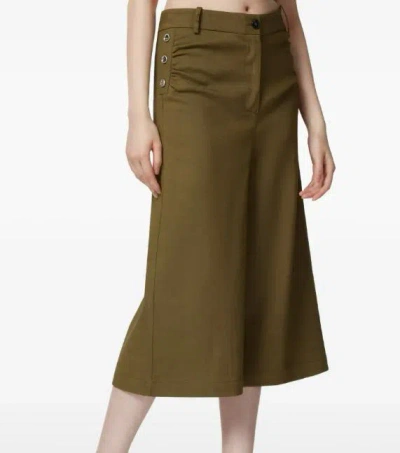Pinko Buttoned Wide-leg Linen Bermuda Shorts In Green