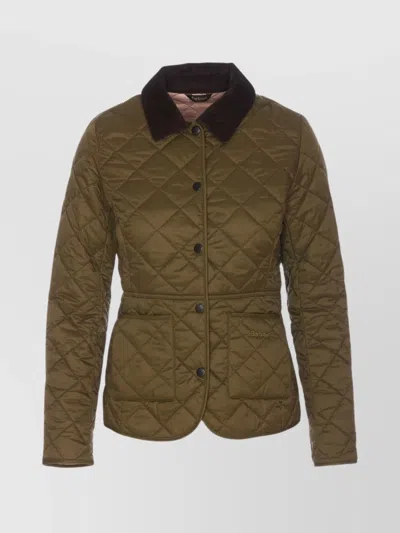 Barbour Quilted Jacket Corduroy Collar In Green