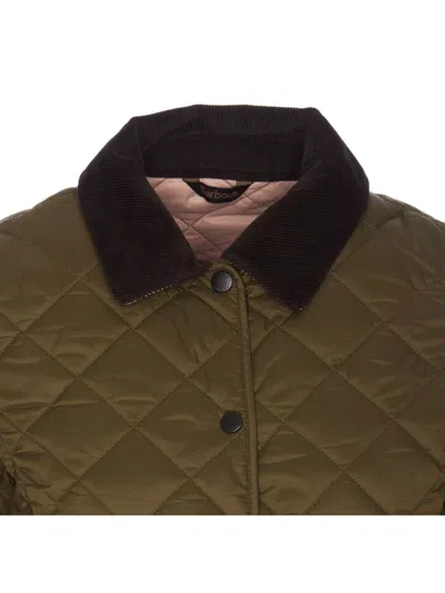 Barbour Quilted Jacket Corduroy Collar In Green