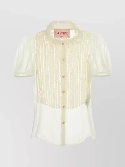 Valentino Chiffon Shirt With Lace And Ruffles