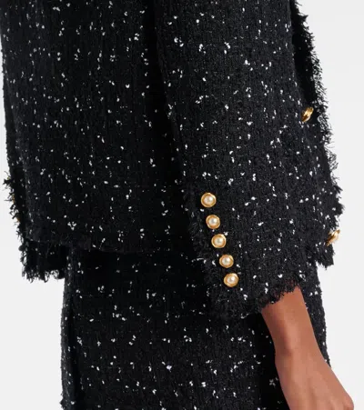 Balmain Polka-dot Tweed Spencer Jacket In Schwarz