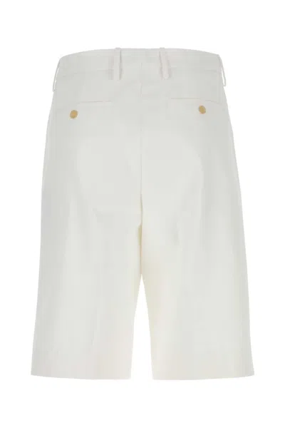 Alexander Mcqueen Men White Cotton Bermuda Shorts In White