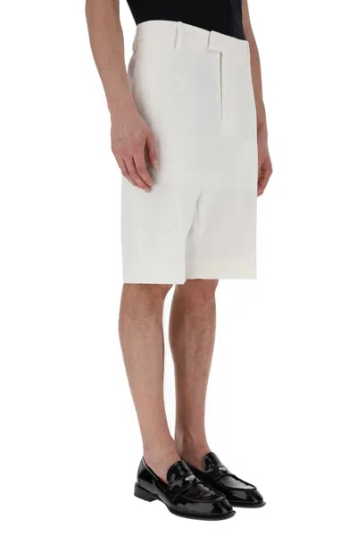 Alexander Mcqueen Men White Cotton Bermuda Shorts In White
