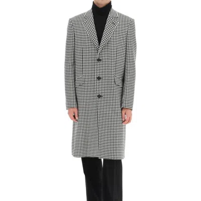 Alexander Mcqueen Houndstooth Single-breasted Coat In Black