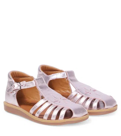 Pom D'api Metallic Leather Gladiator Sandals In Pink