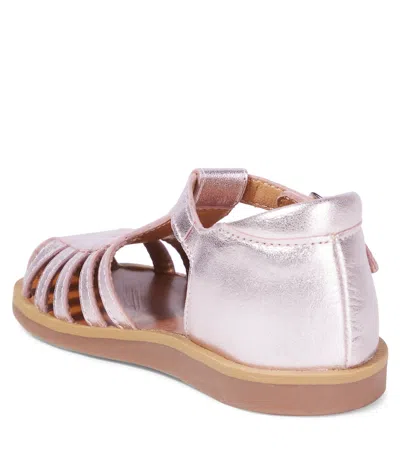 Pom D'api Metallic Leather Gladiator Sandals In Pink