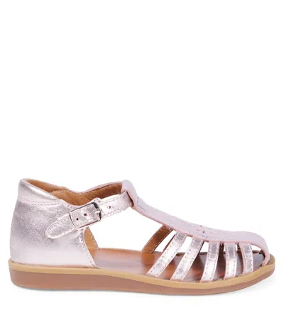 Pom D'api Metallic Leather Gladiator Sandals In Pink