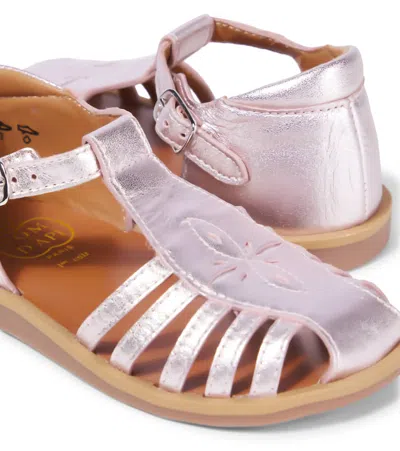 Pom D'api Metallic Leather Gladiator Sandals In Pink