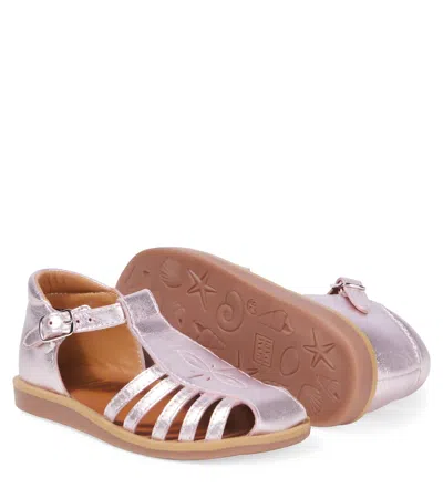 Pom D'api Metallic Leather Gladiator Sandals In Pink