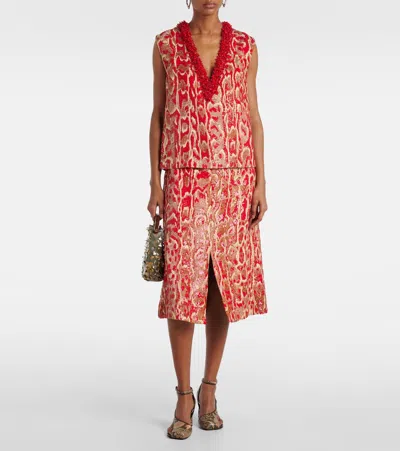 Shop Dries Van Noten College Beaded-embellished Top In Red