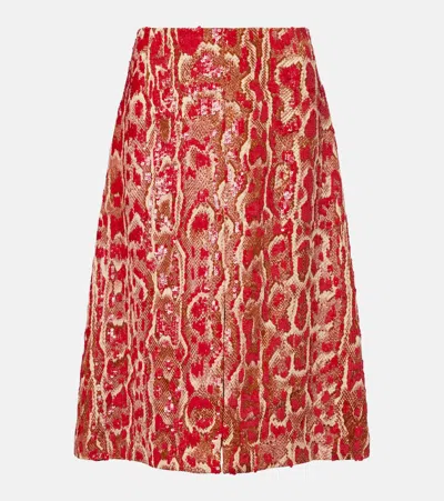 Shop Dries Van Noten Shera Sequined Midi Skirt In Multicoloured
