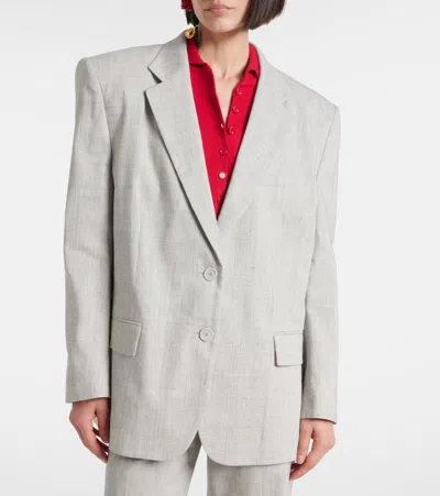 Magda Butrym Oversized Linen And Wool Blazer In Grey