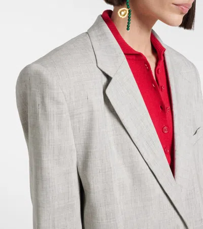Magda Butrym Oversized Linen And Wool Blazer In Grey