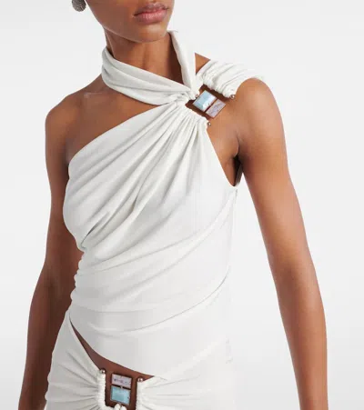 Christopher Esber Bezel Asymmetric Halterneck Crop Top In Grey