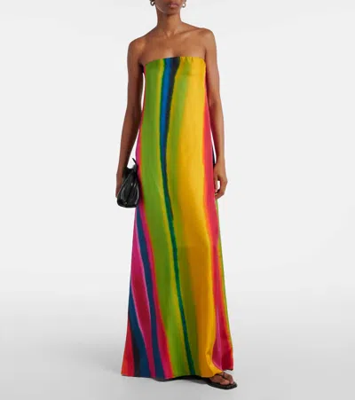 Christopher Esber Aura Striped Silk Satin Maxi Dress In Multi