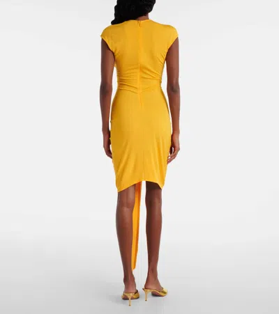 Christopher Esber Duo Bezel Cutout Jersey Minidress In Yellow