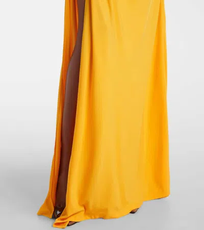Christopher Esber Helix Crystal Asymmetric Jersey Gown In Orange