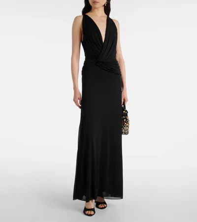 Christopher Esber Ripple Draped Double-layer Gown In Black